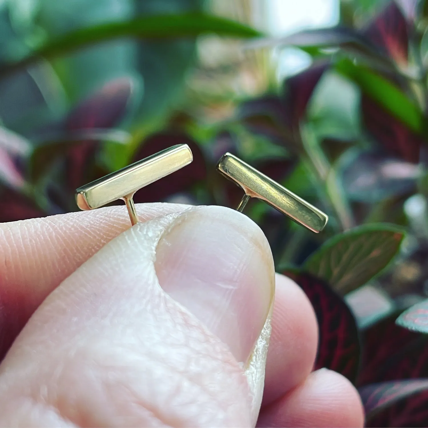 14K Gold Rectangle Posts
