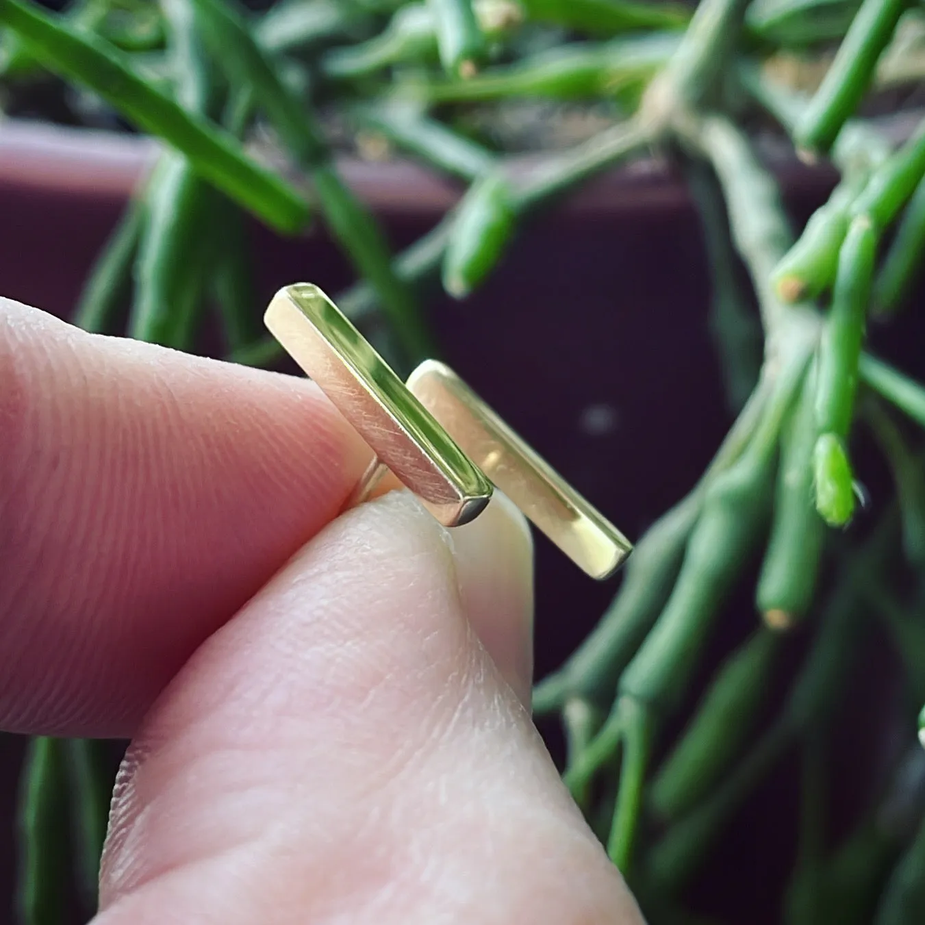 14K Gold Rectangle Posts