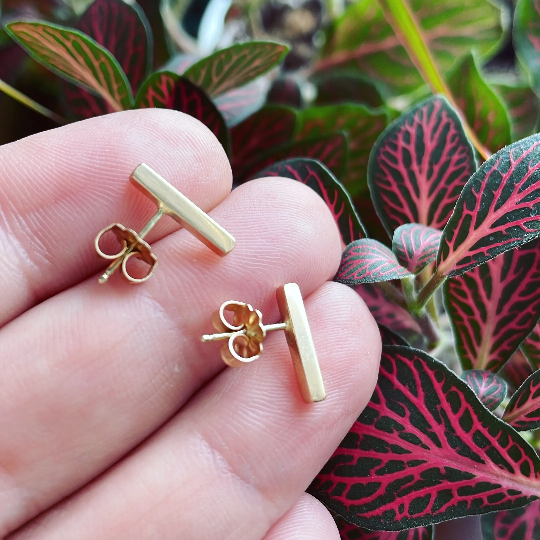 14K Gold Rectangle Posts