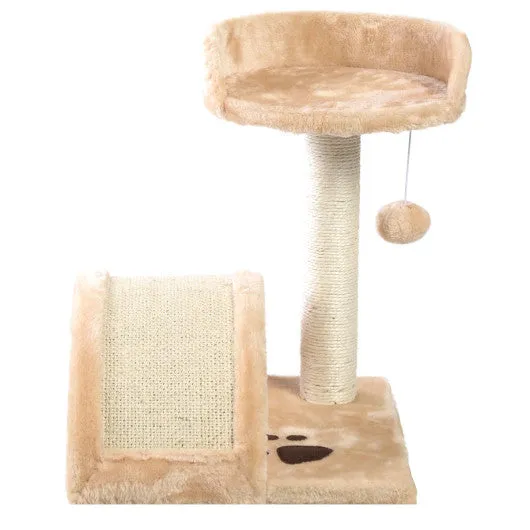 18-Inch Deluxe Cat Tree Level Condo Furniture Scratching Post Kittens Pet Play Beige-beige paws