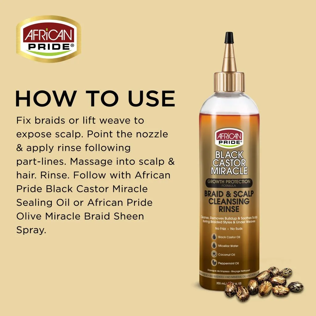 African Pride Black Castor Growth Protection Braid & Scalp Cleansing Rinse 355ml
