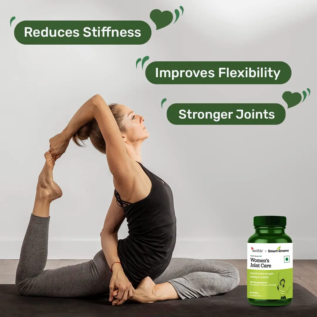 andMe Smart Greens Women’s Joint Care Tablets | Vegan, Plant Based Joint Support Supplement for Women | with Glucosamine, Chondroitin, Turmeric & Amla | Bone, Joint & Cartilage Health | Non-GMO | 60 N