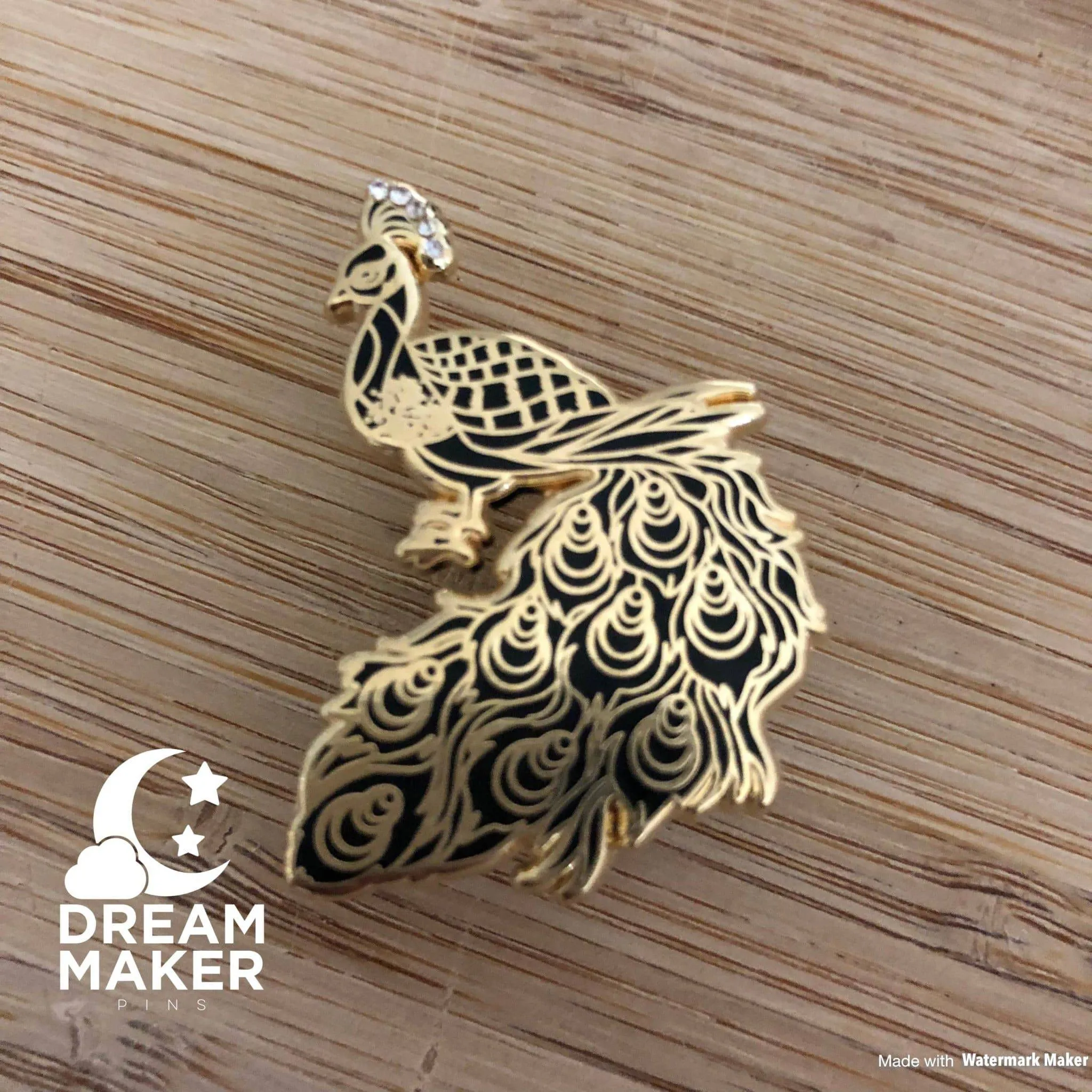 Black & Gold Peacock Enamel Pin