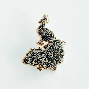 Black & Gold Peacock Enamel Pin