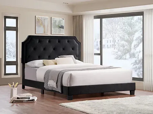 Black Diamond Button Tufted Velvet Fabric Platform Bed- Double, Queen or King- Model #5613