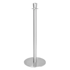 Bolero Flat Base Barrier Posts Brushed Stainless Steel (Pack of 2) - GP639