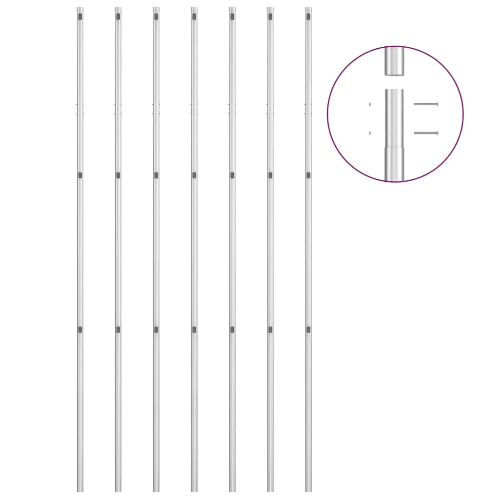 Chain Link Fence with Posts Galvanised Steel 15x1.5 m Silver