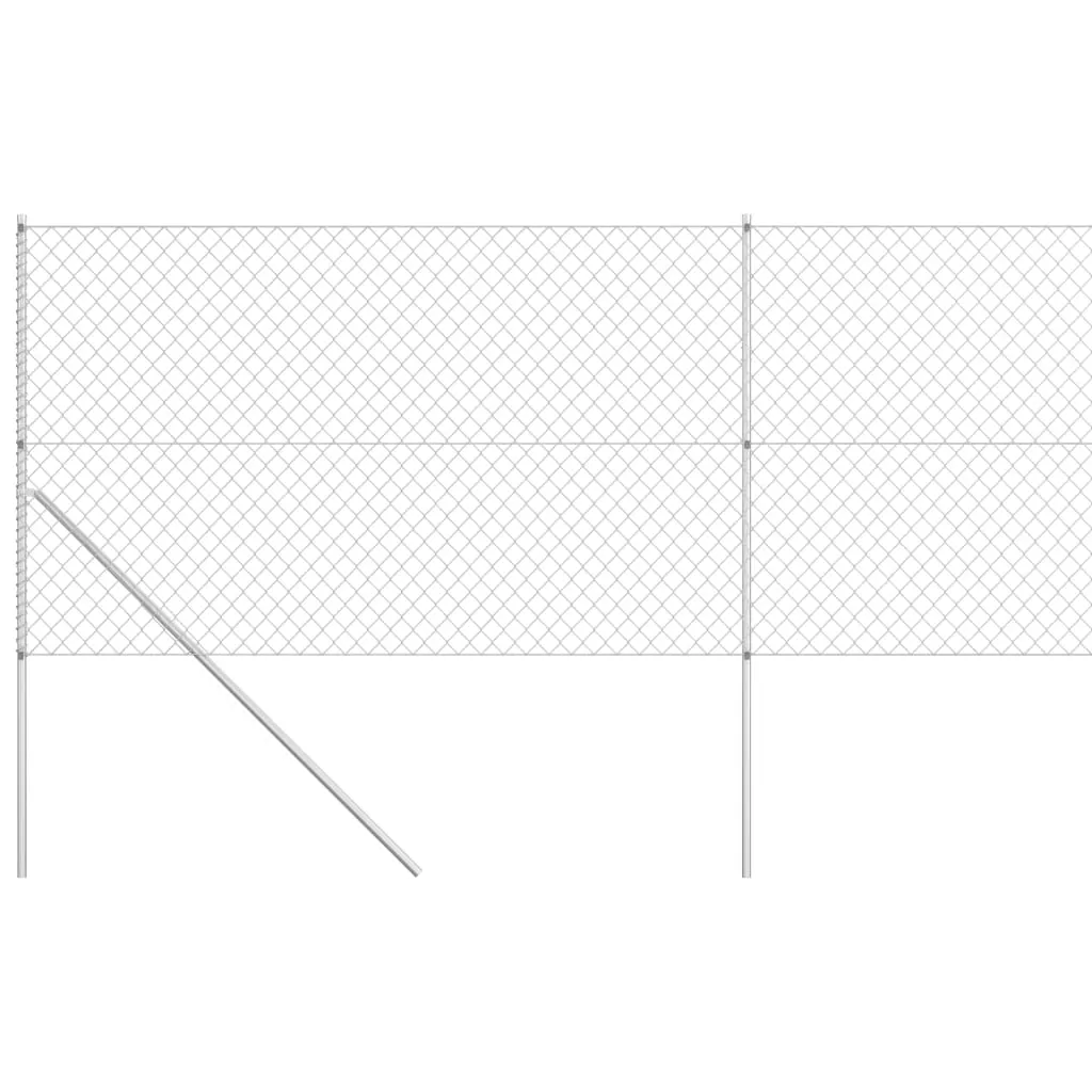Chain Link Fence with Posts Galvanised Steel 15x1.5 m Silver