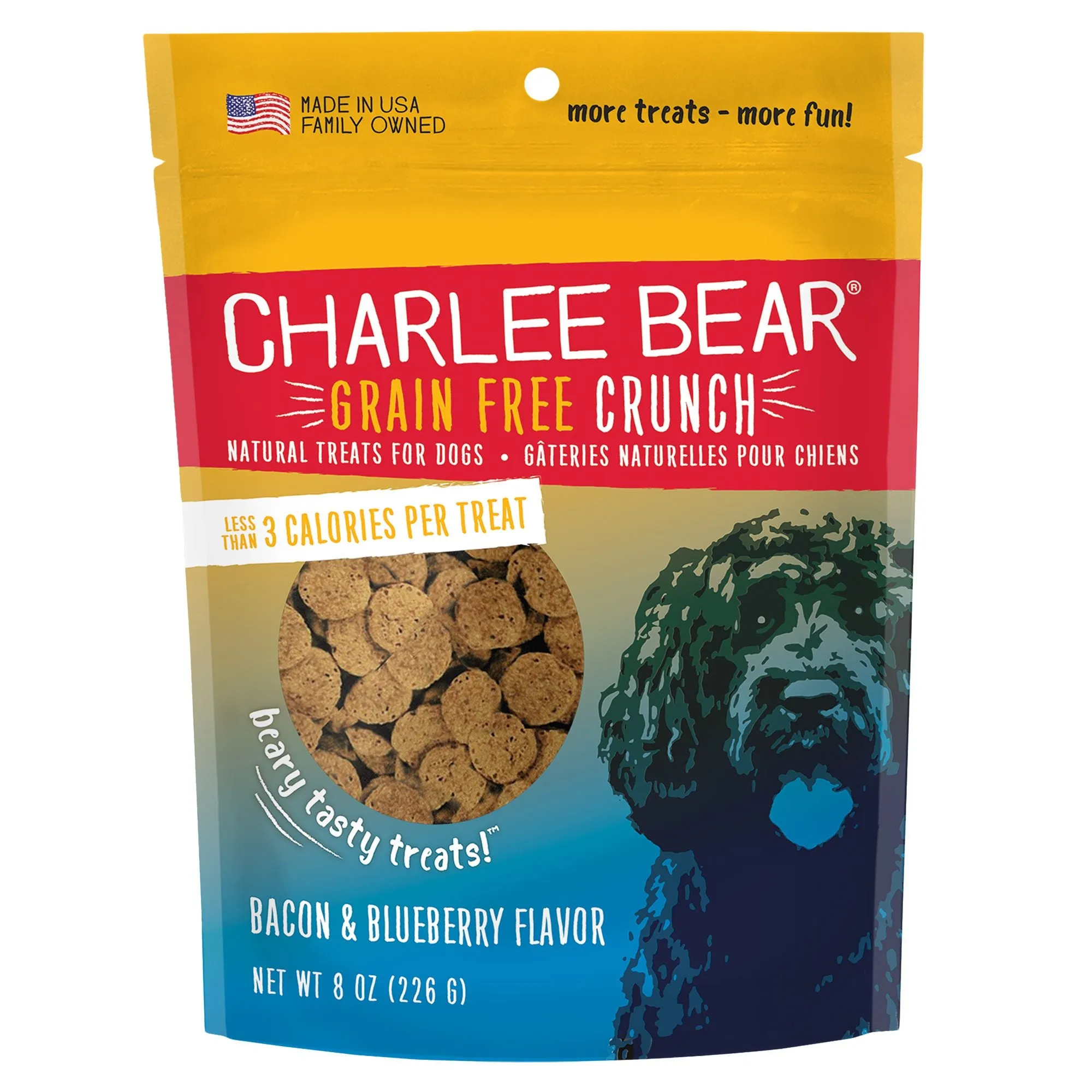 Charlee Bear Grain-Free Crunch Bacon & Blueberry Flavor Natural Dog Treat