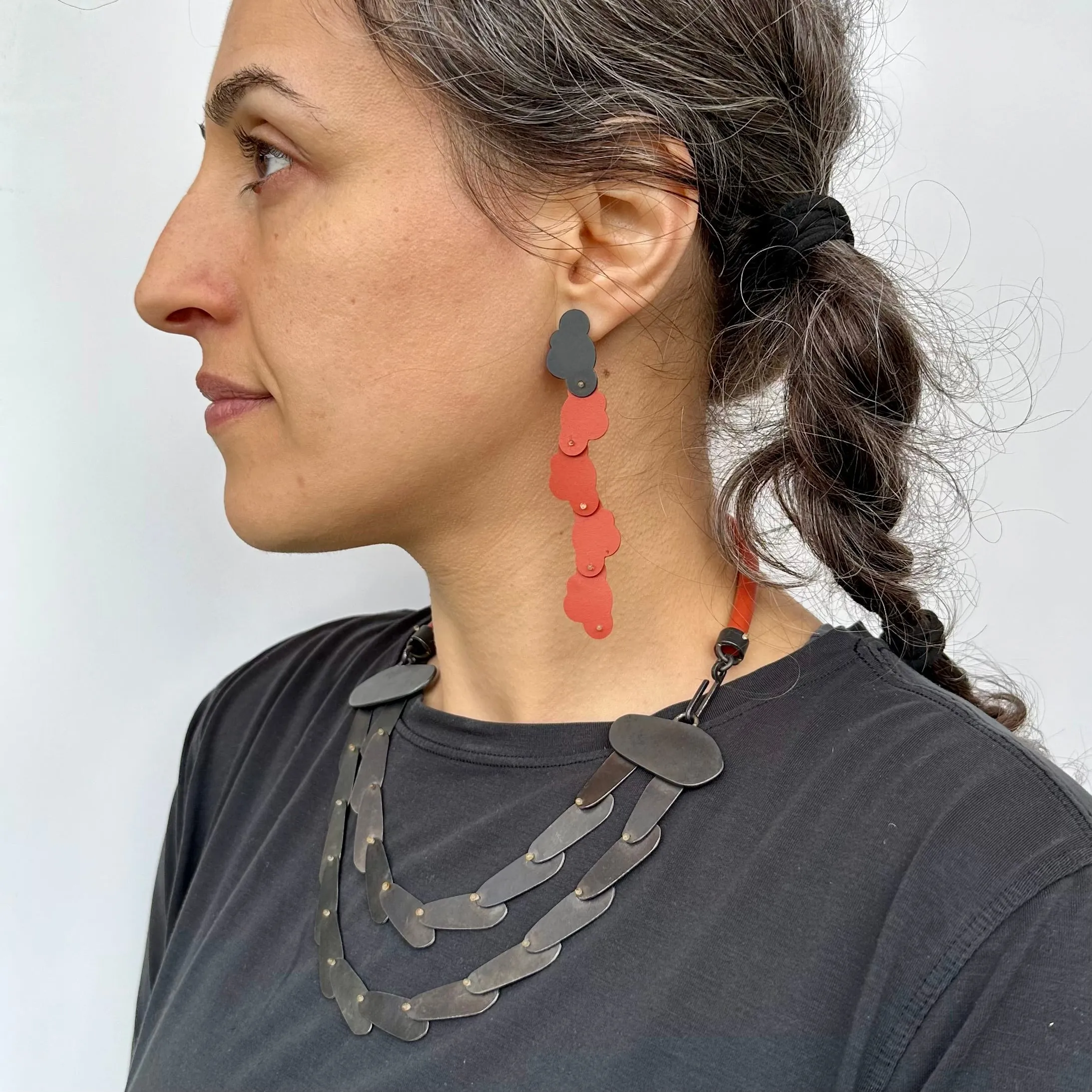 Cloud Earrings in Red Silicone and Steel