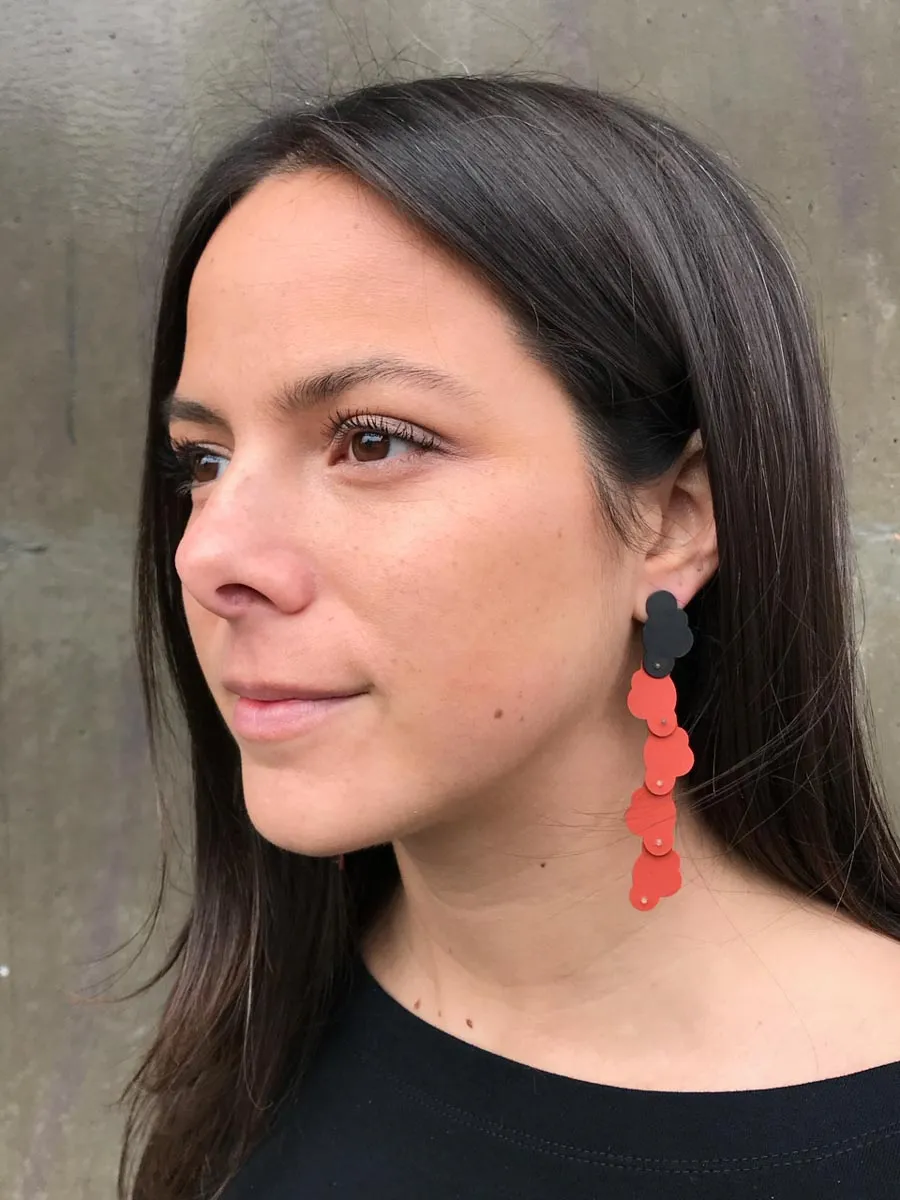 Cloud Earrings in Red Silicone and Steel