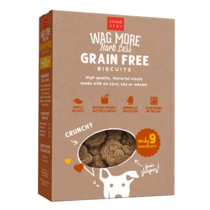 Cloud Star Wag More Bark Less Grain-Free Oven Baked with Peanut Butter & Apples Dog Treats 14 oz