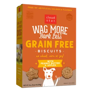 Cloud Star Wag More Bark Less Grain-Free Oven Baked with Peanut Butter & Apples Dog Treats 14 oz
