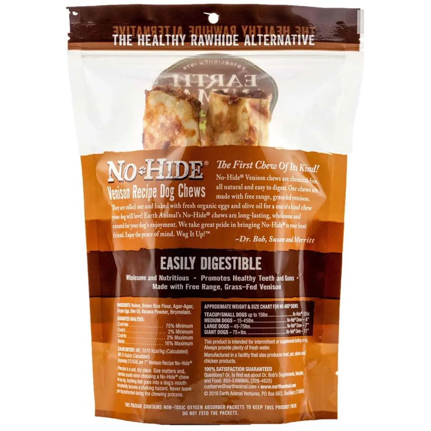 Earth Animal No Hide Venison Dog Chew 2 Pack