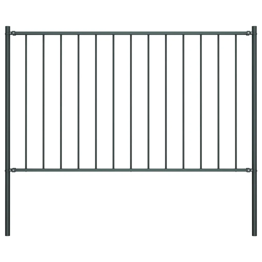 Fence Panel with Posts Powder-coated Steel 1.7x1 m Anthracite