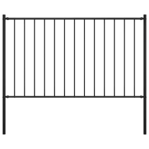 Fence Panel with Posts Powder-coated Steel 1.7x1 m Black