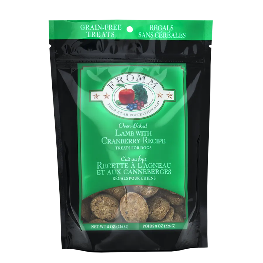 Fromm Four-Star Nutritionals Grain-Free Lamb with Cranberry Recipe Dog Treats, 8-oz bag