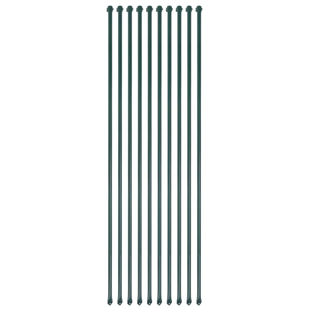 Garden Posts 10 pcs 1.5 m Metal Green