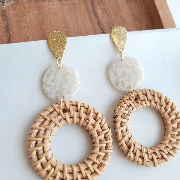Lana  Dark Rattan Earrings