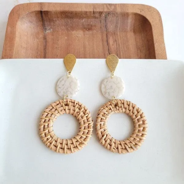 Lana  Dark Rattan Earrings