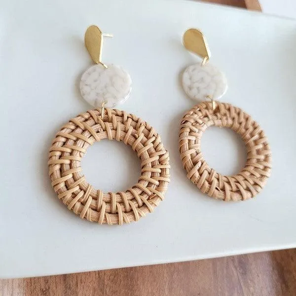 Lana  Dark Rattan Earrings