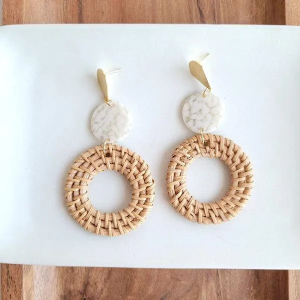 Lana  Dark Rattan Earrings