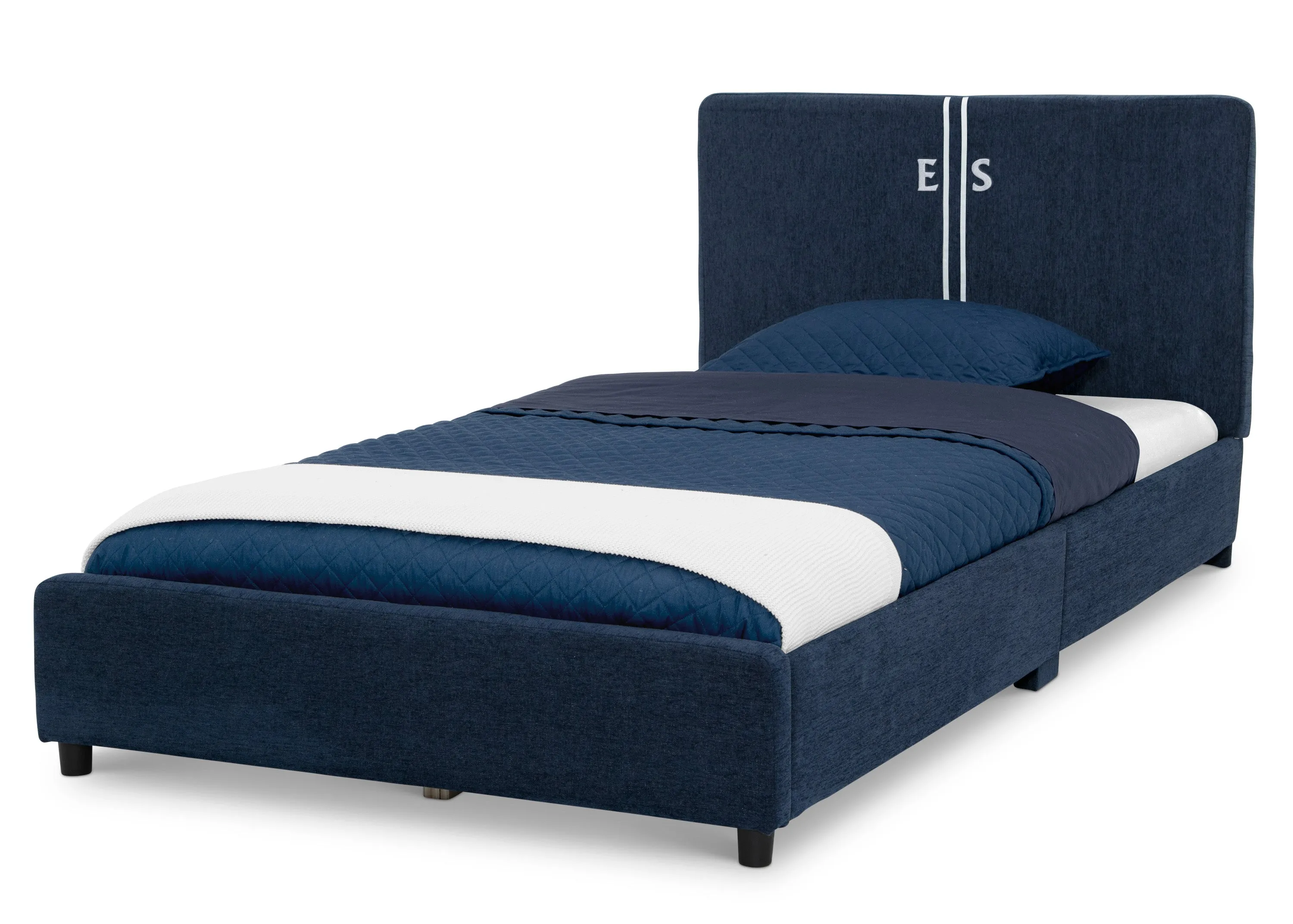 Personalized Upholstered  Twin Bed with Headboard