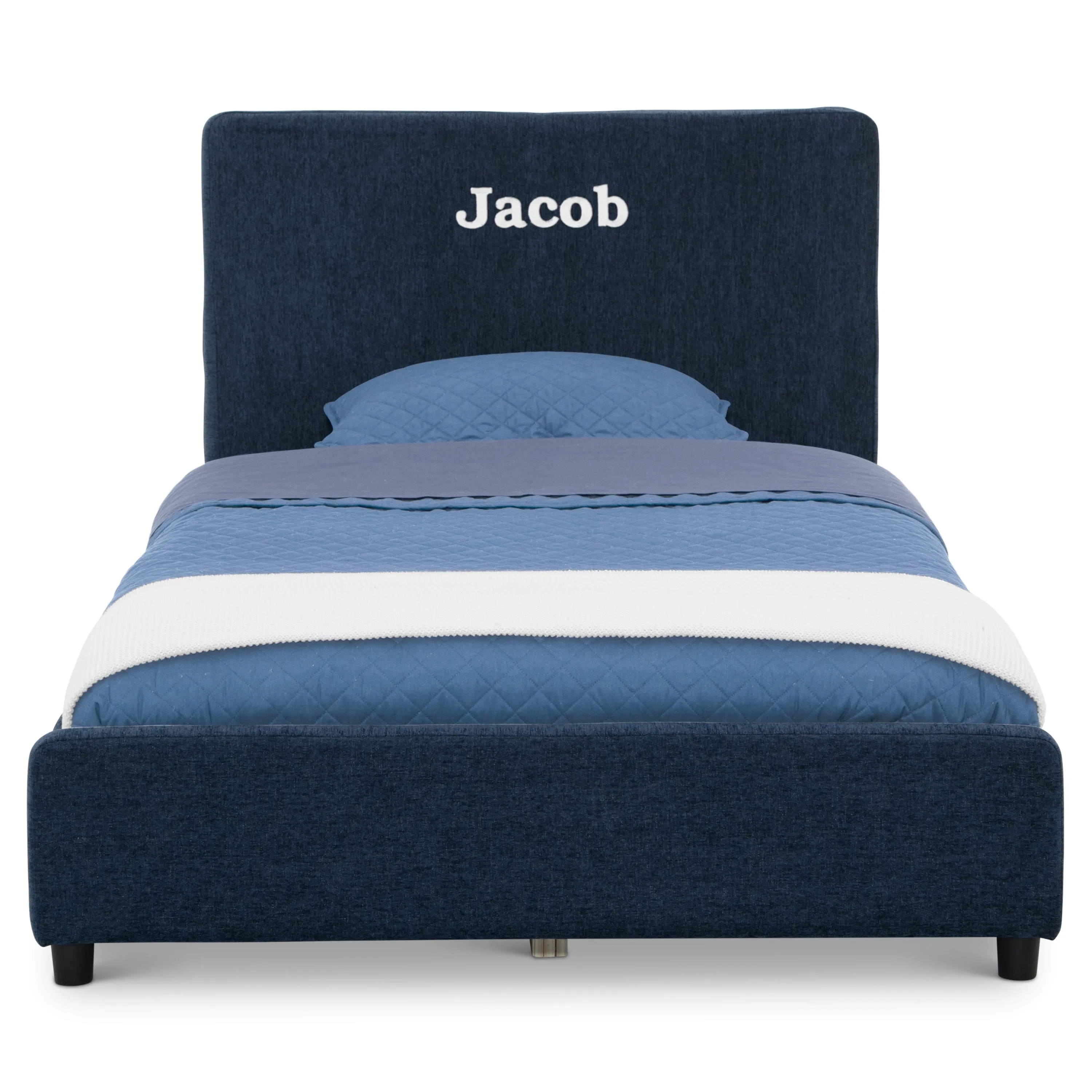 Personalized Upholstered  Twin Bed with Headboard