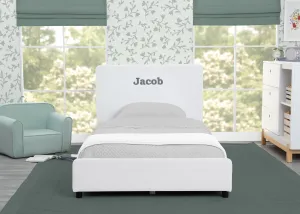 Personalized Upholstered  Twin Bed with Headboard