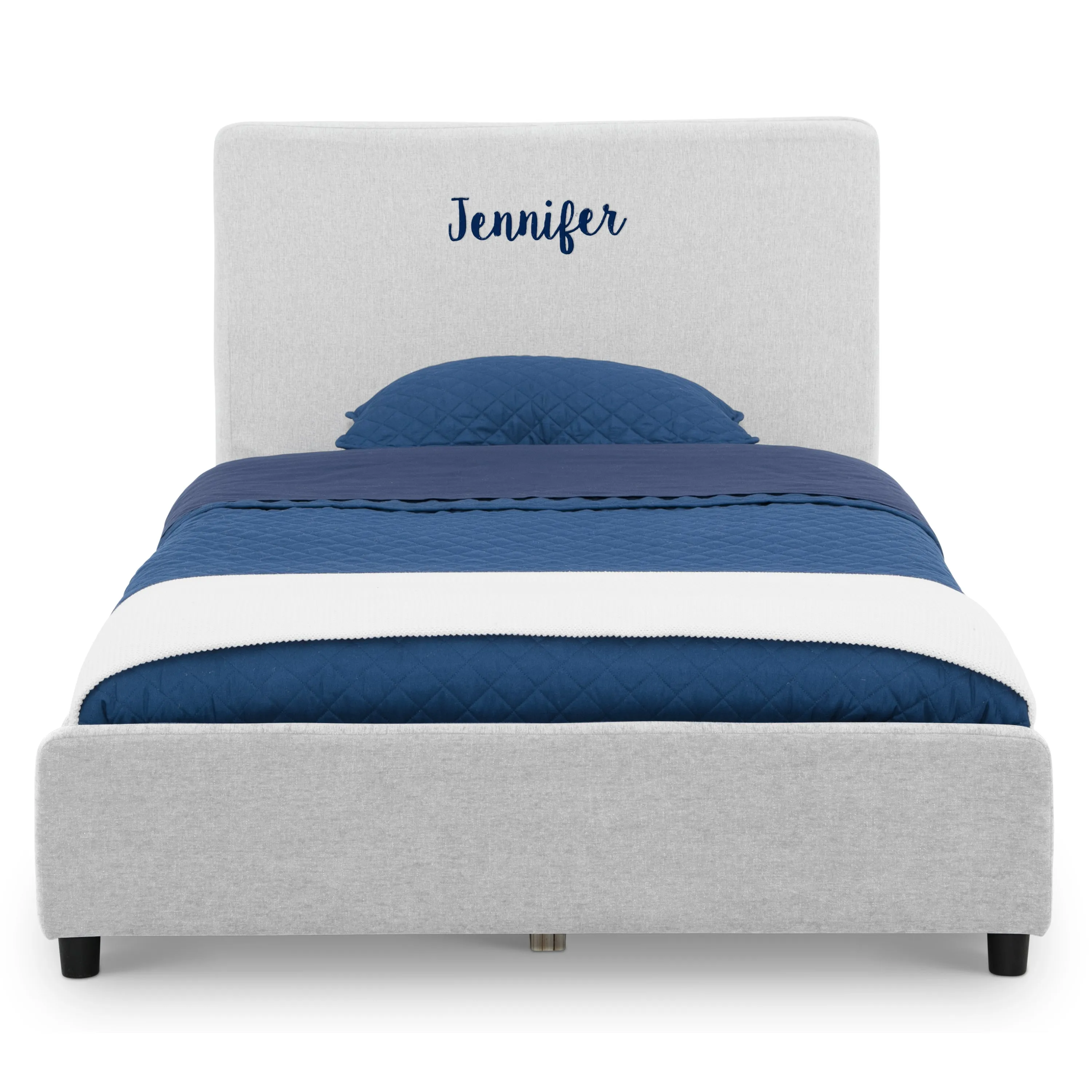 Personalized Upholstered  Twin Bed with Headboard