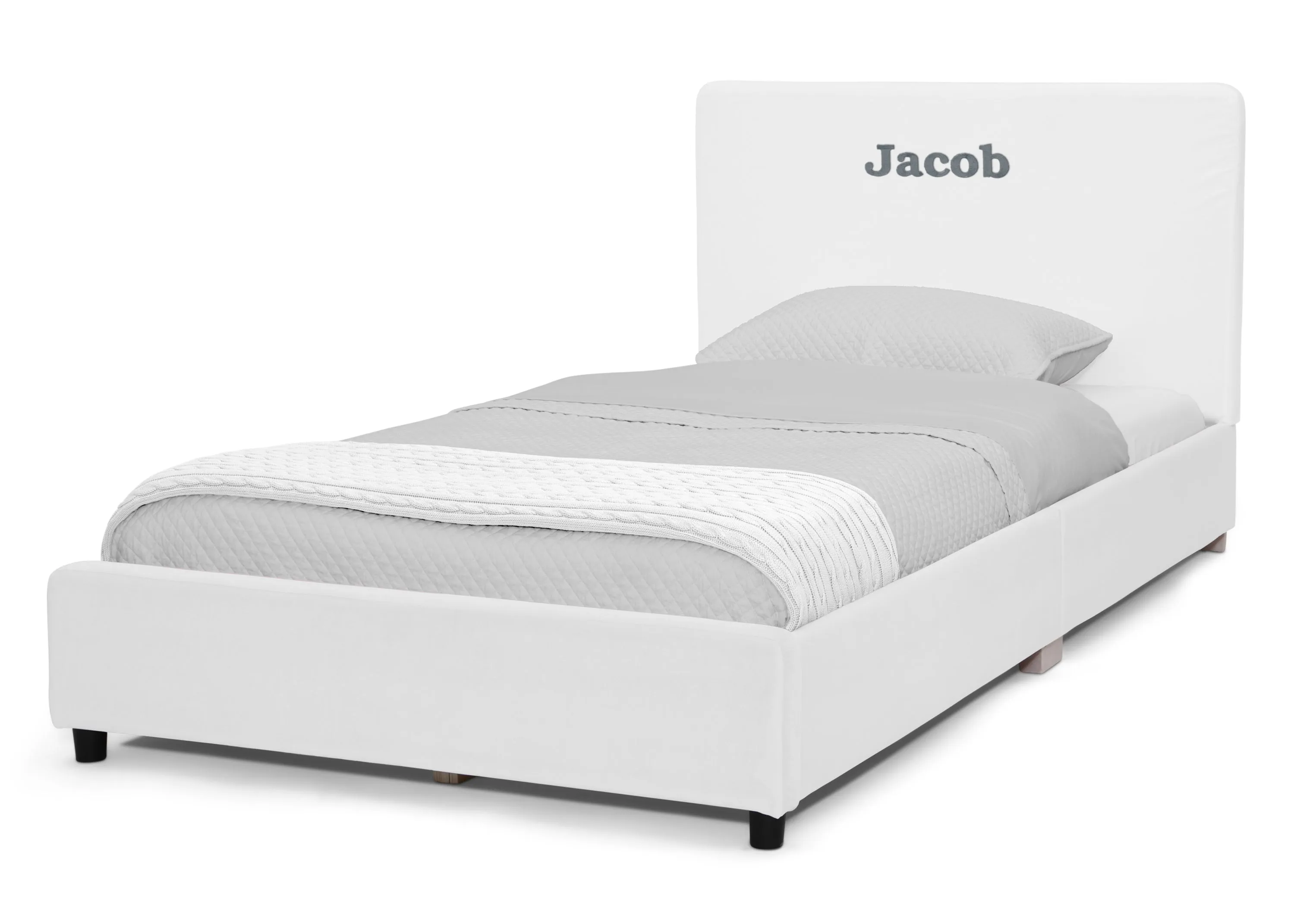 Personalized Upholstered  Twin Bed with Headboard