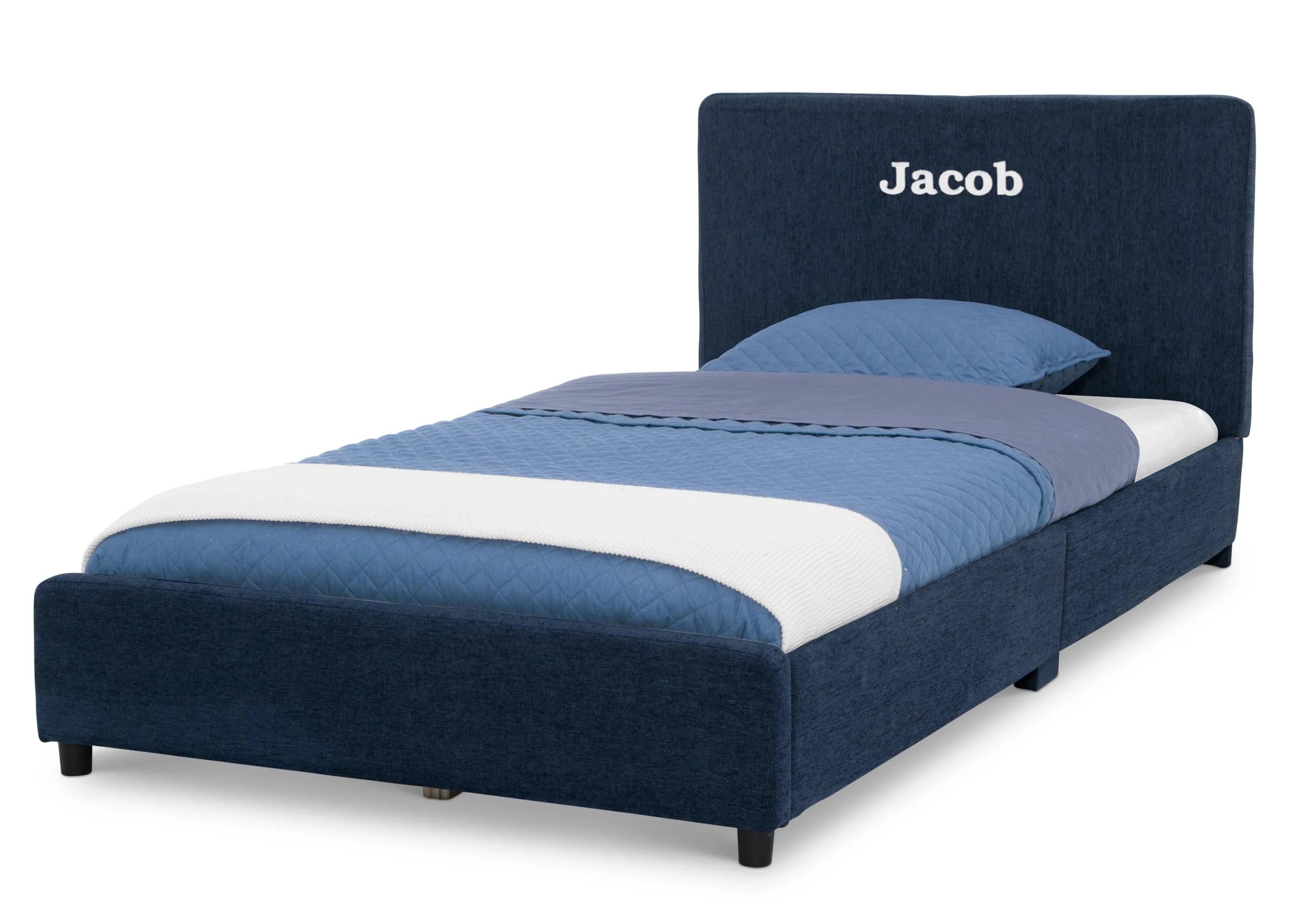 Personalized Upholstered  Twin Bed with Headboard