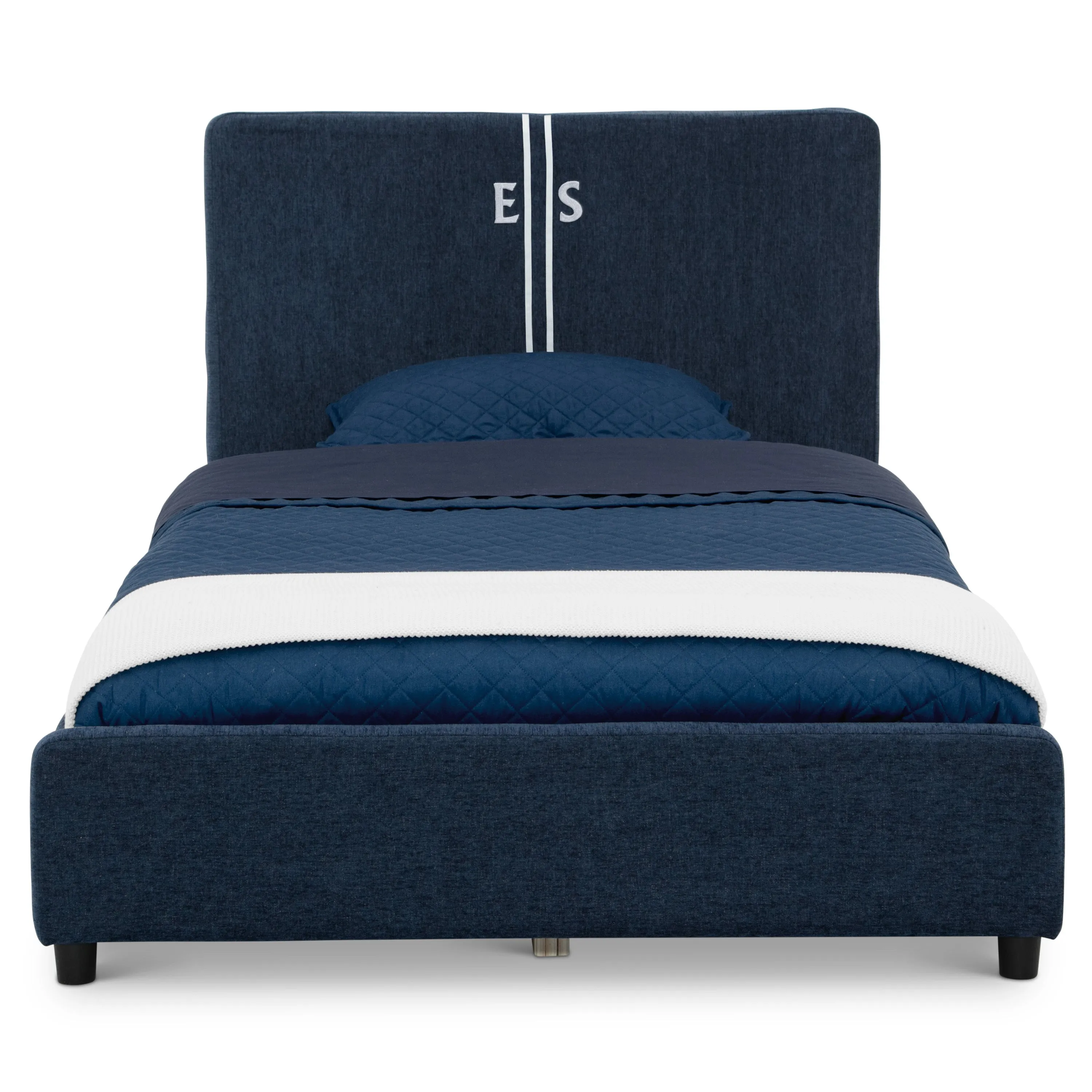 Personalized Upholstered  Twin Bed with Headboard