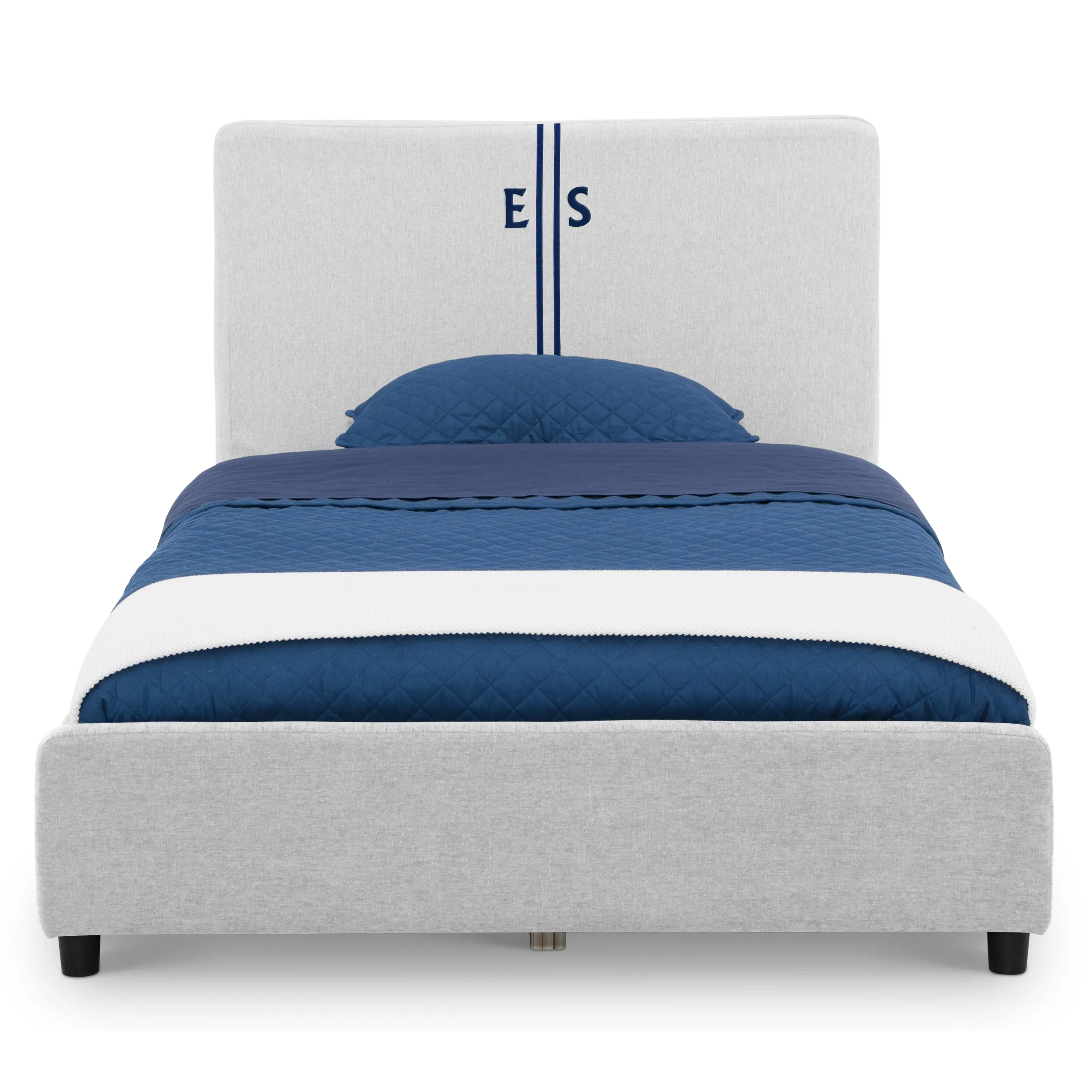 Personalized Upholstered  Twin Bed with Headboard