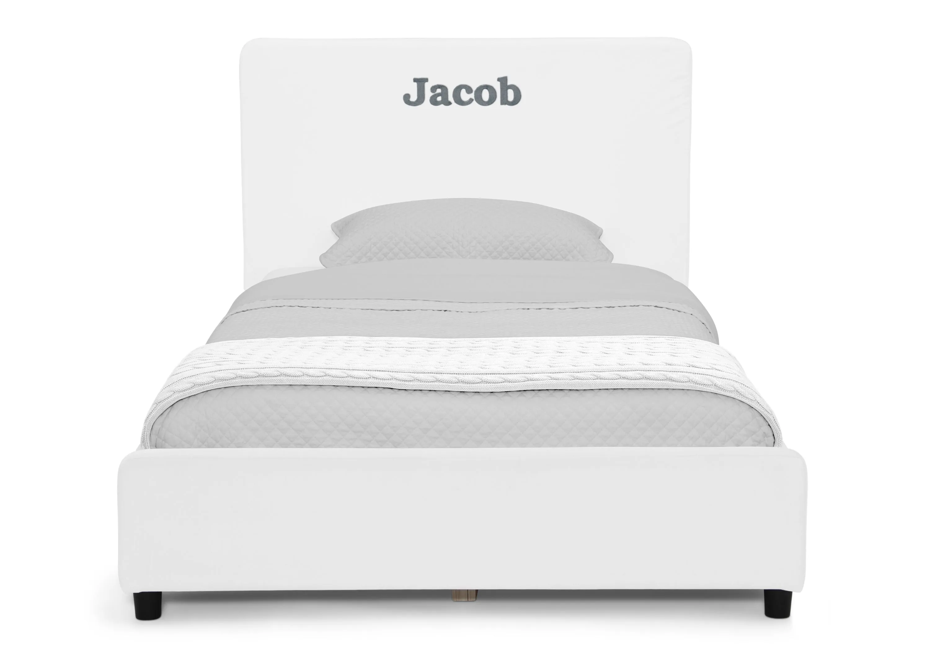 Personalized Upholstered  Twin Bed with Headboard
