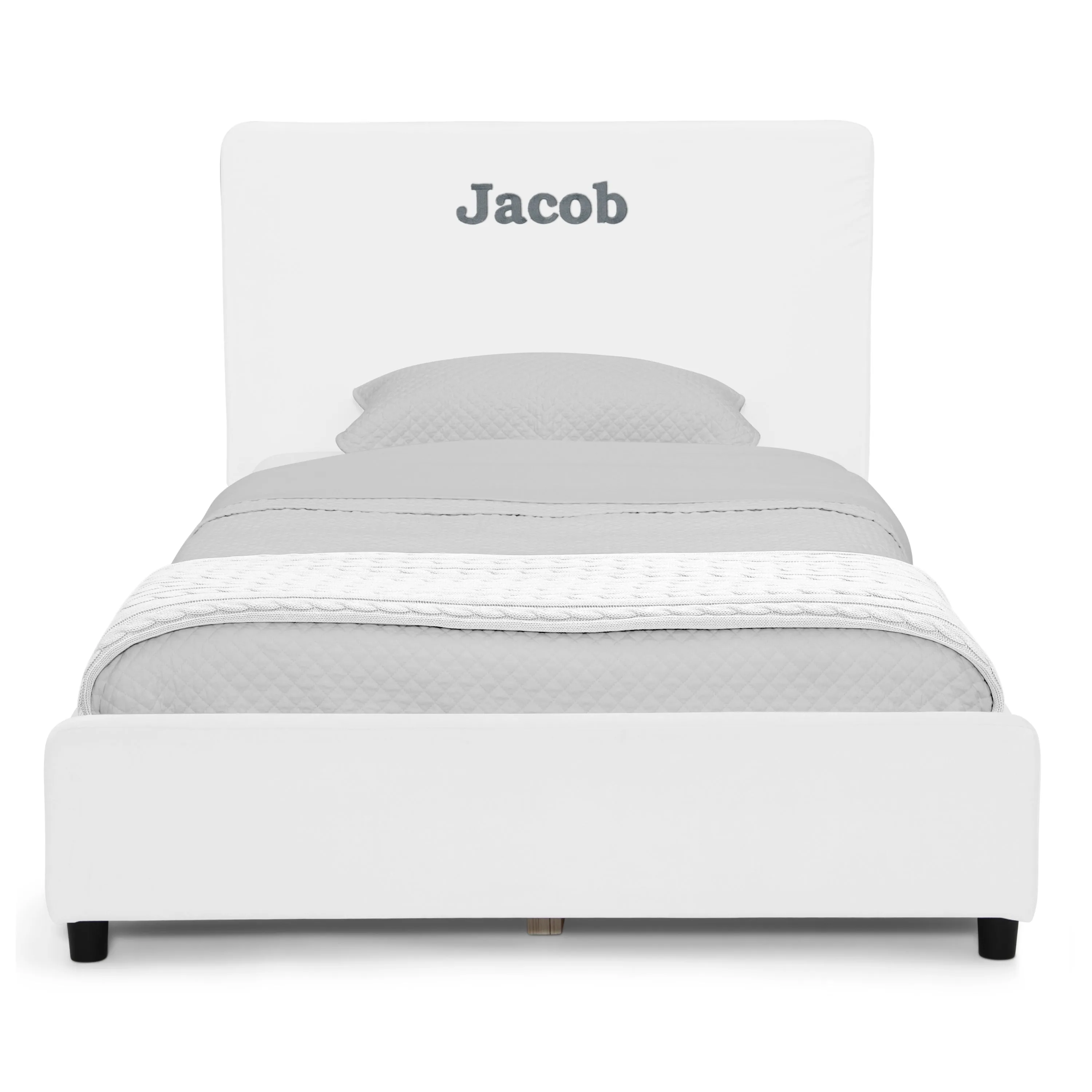 Personalized Upholstered  Twin Bed with Headboard