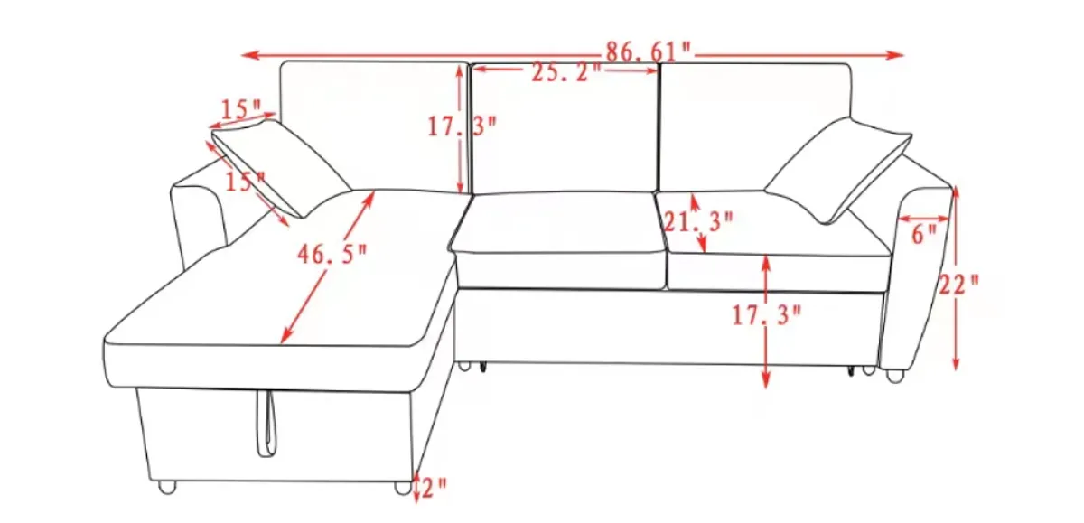 Sleeper Sofa Bed - Grey