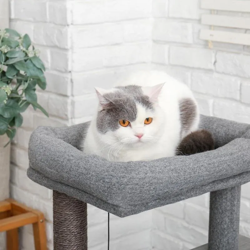 Stylish Cat Tree 35" Two House Plush Condo Sisal Scratcher Posts & Ramp