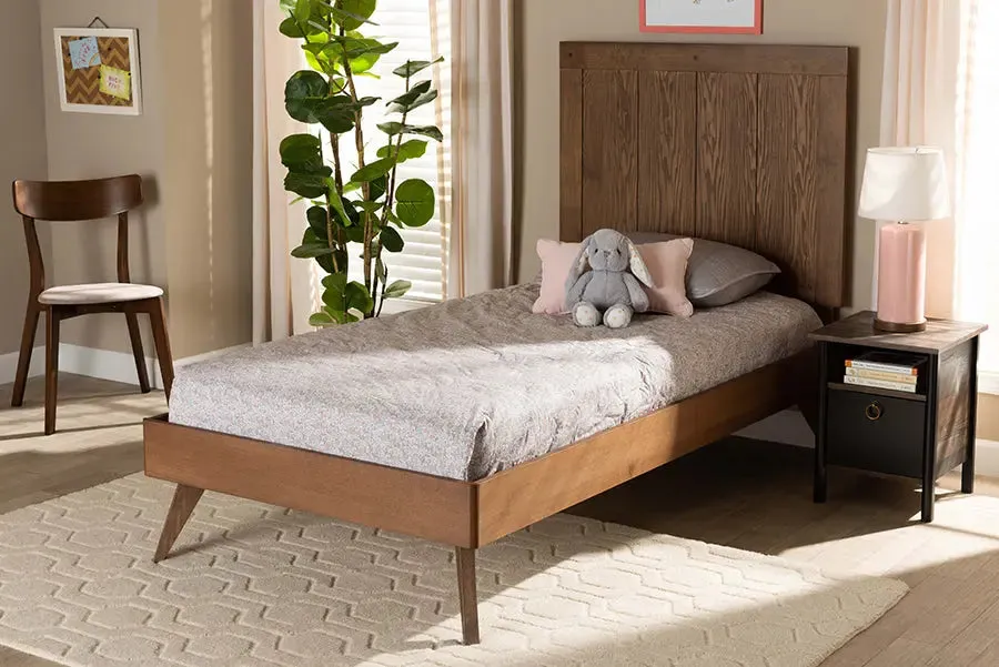 Sydney Ash Walnut Finished Wood Platform Bed (Twin)