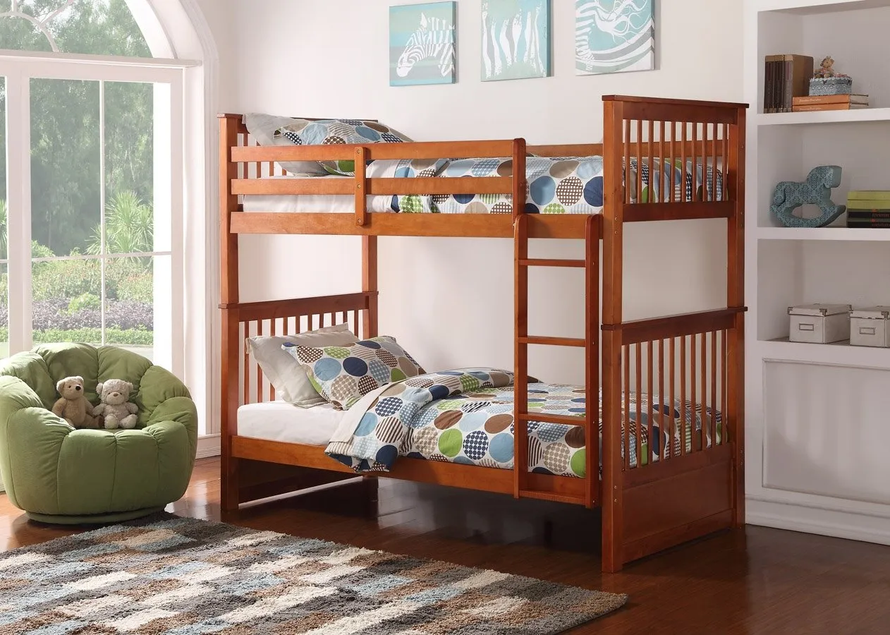 Twin/Twin Honey Solid Wood Bunkbed