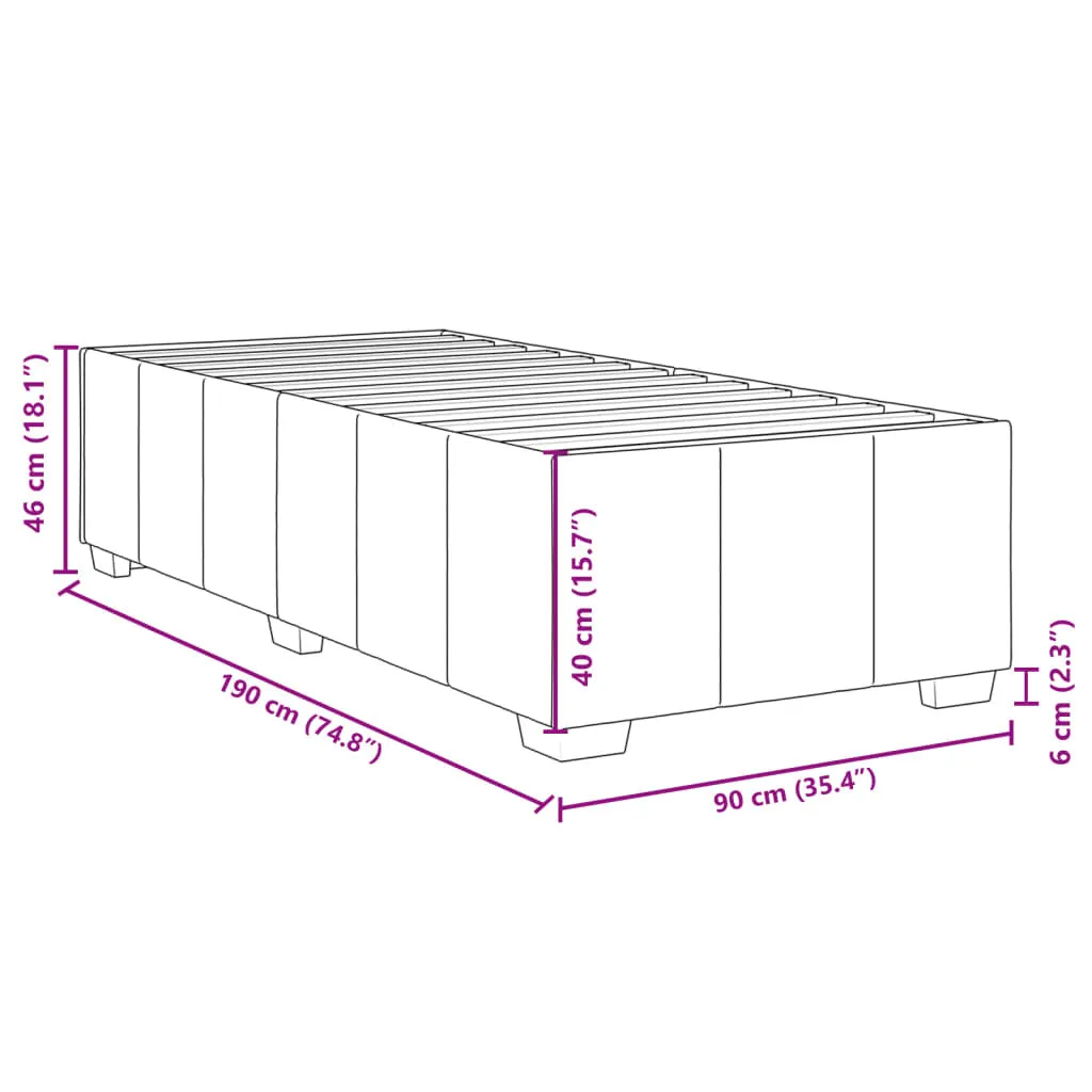 vidaXL Bed Frame without Mattress Black 90x190 cm Single Fabric