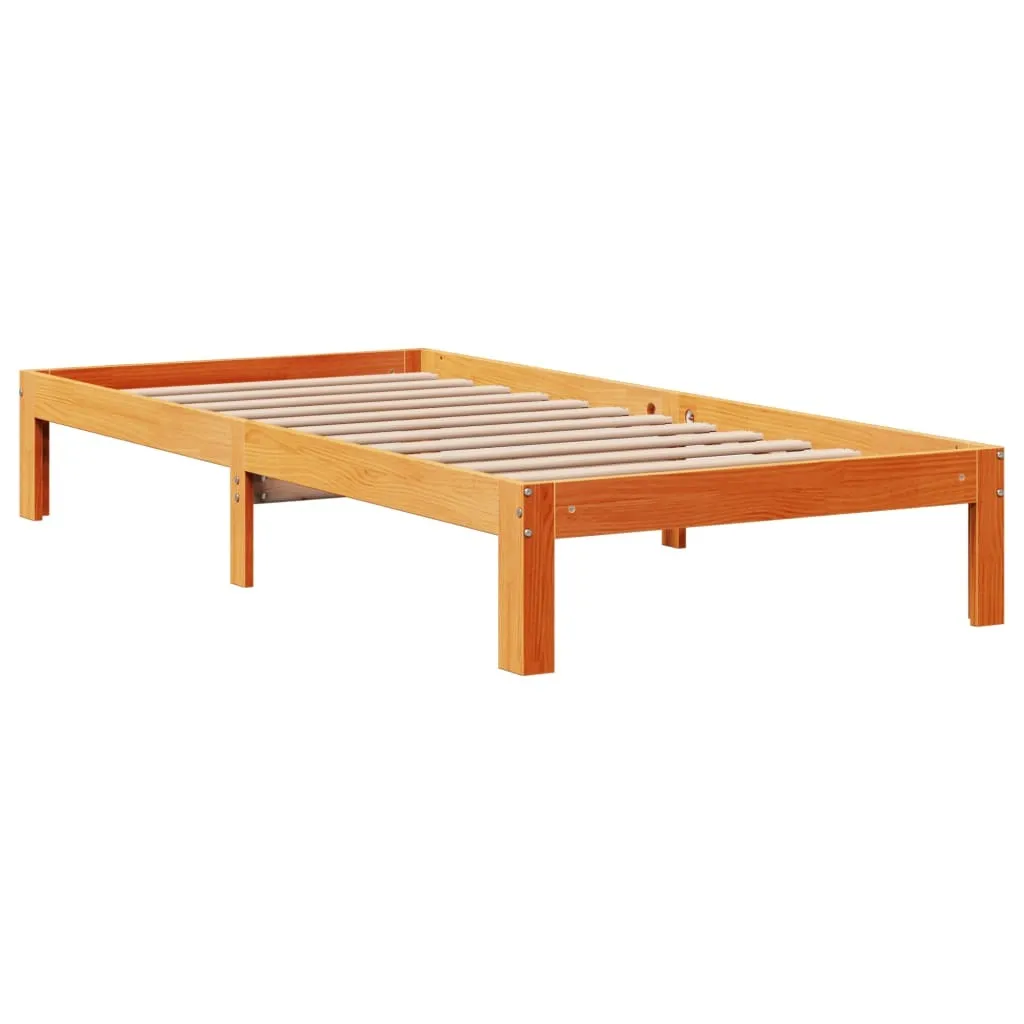 vidaXL Bed Frame without Mattress Wax Brown 100x200 cm Solid Wood Pine