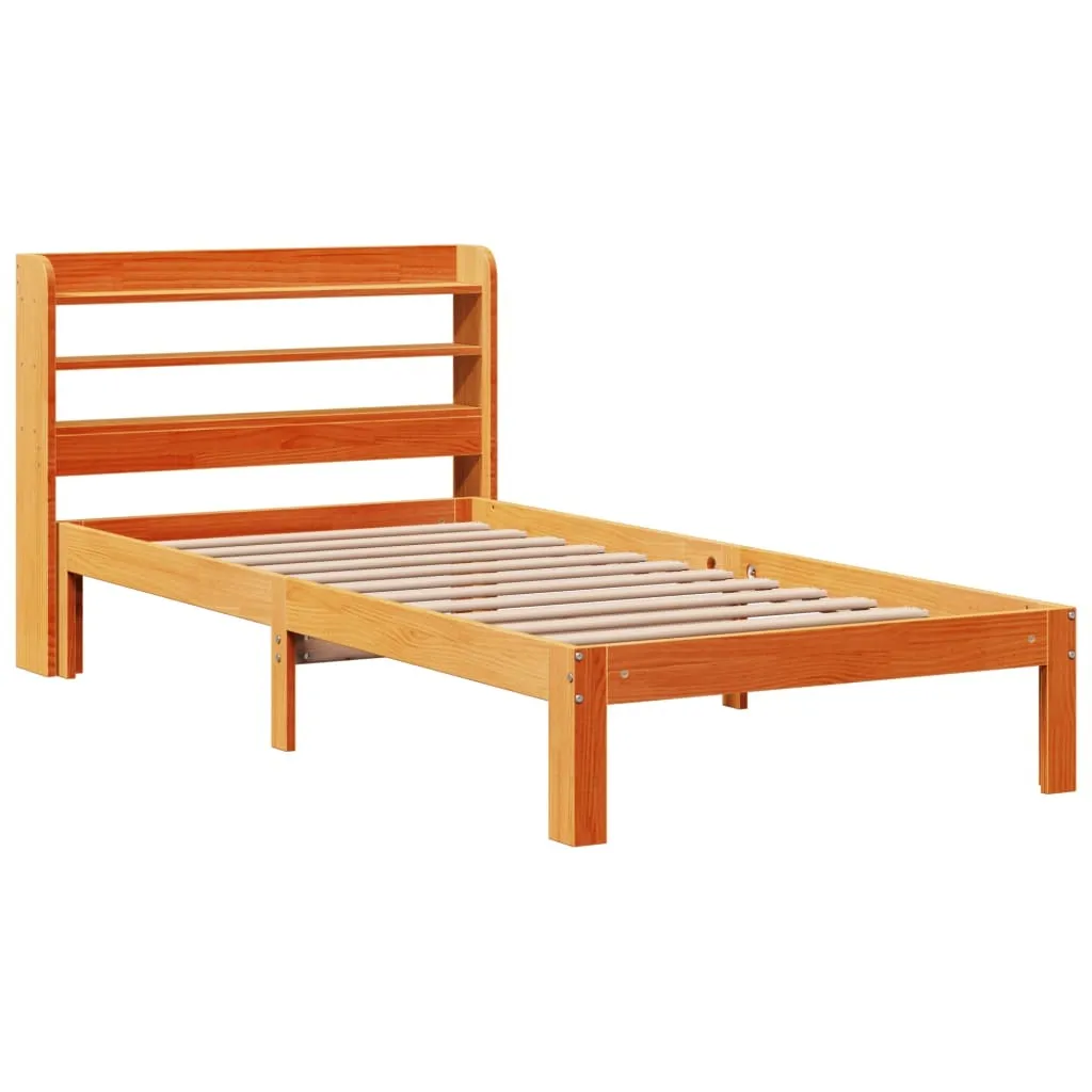 vidaXL Bed Frame without Mattress Wax Brown 100x200 cm Solid Wood Pine