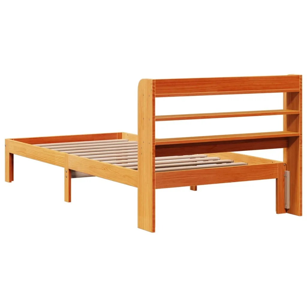 vidaXL Bed Frame without Mattress Wax Brown 100x200 cm Solid Wood Pine