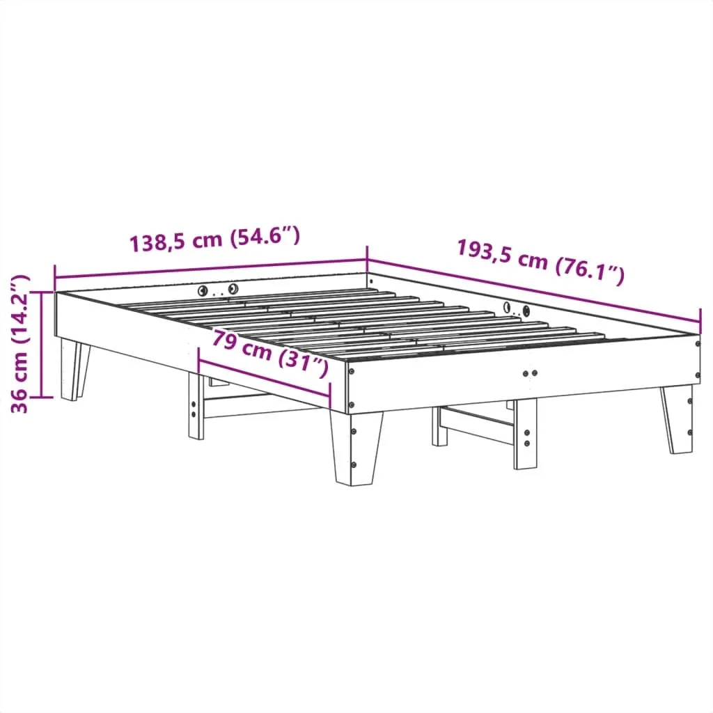 vidaXL Bed Frame without Mattress White 135x190 cm Double Solid Wood Pine