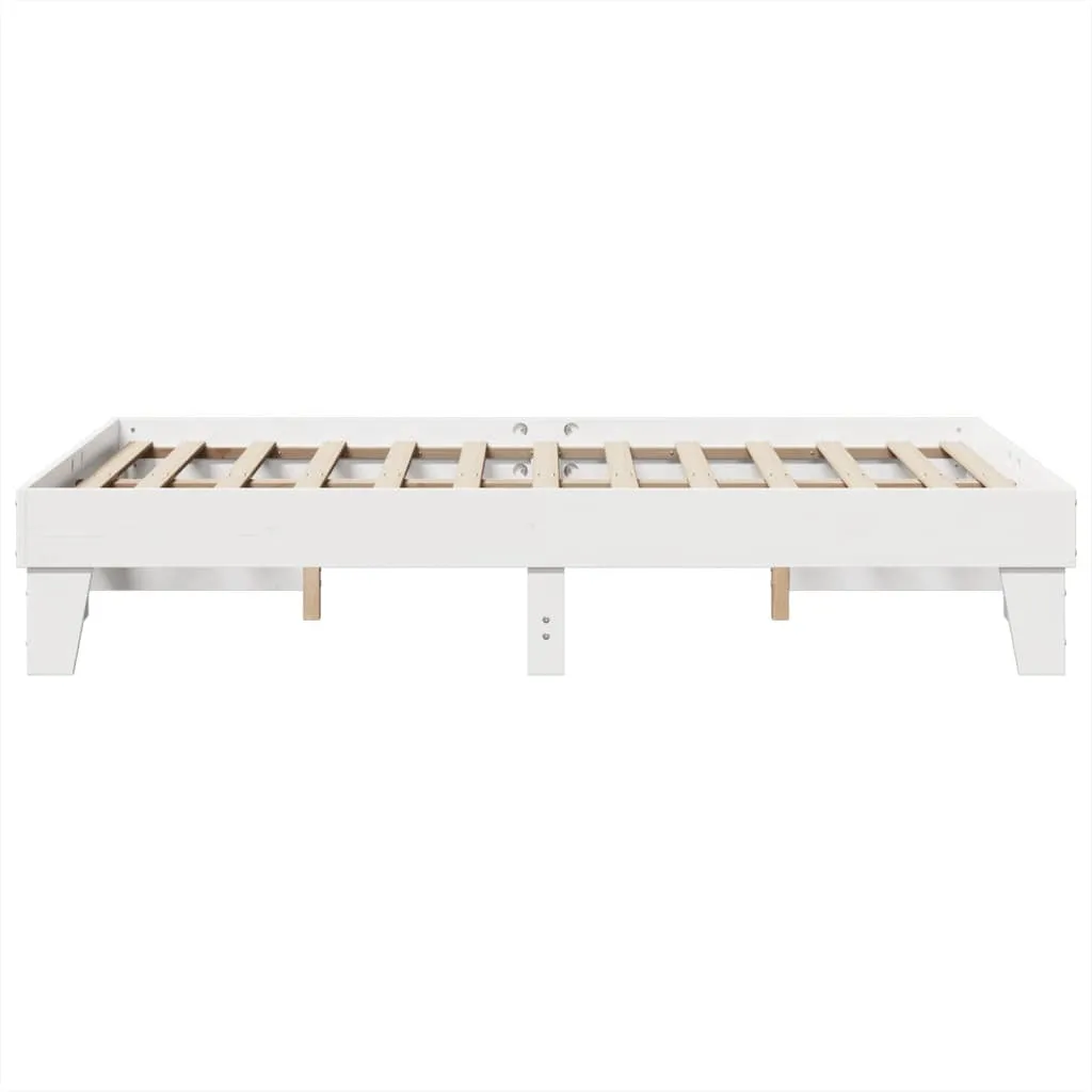 vidaXL Bed Frame without Mattress White 135x190 cm Double Solid Wood Pine