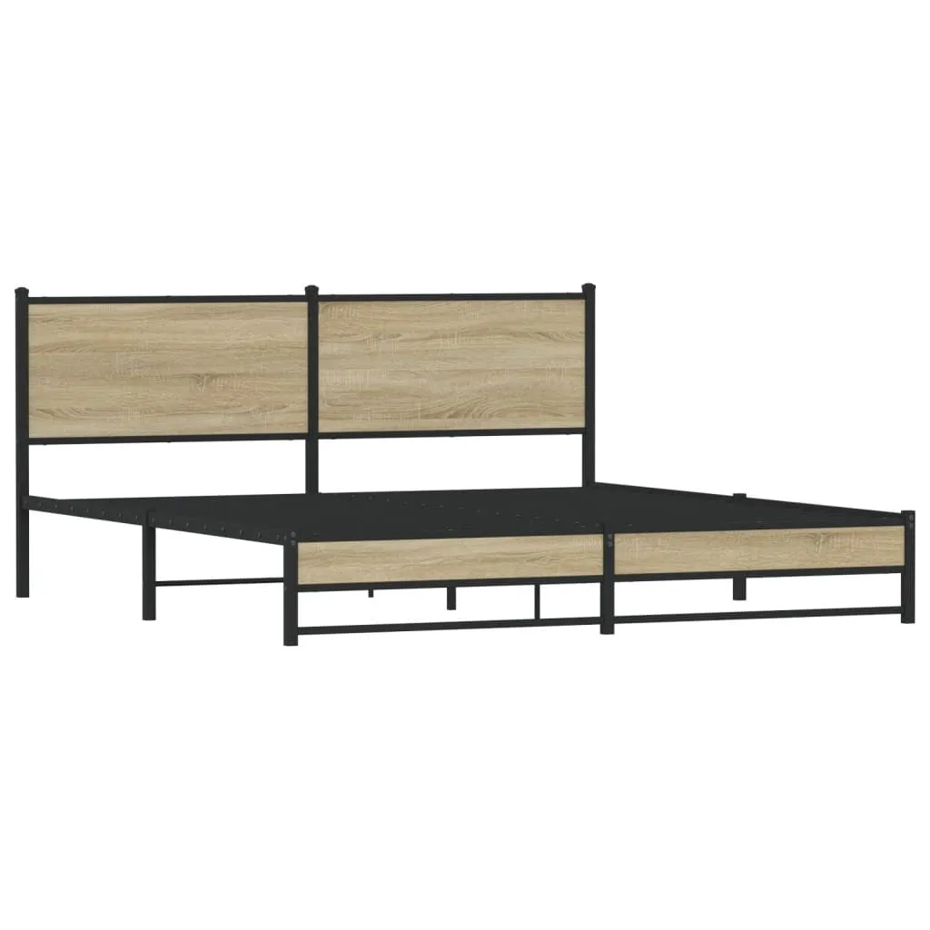 vidaXL Metal Bed Frame without Mattress Sonoma Oak 180x200 cm Super King