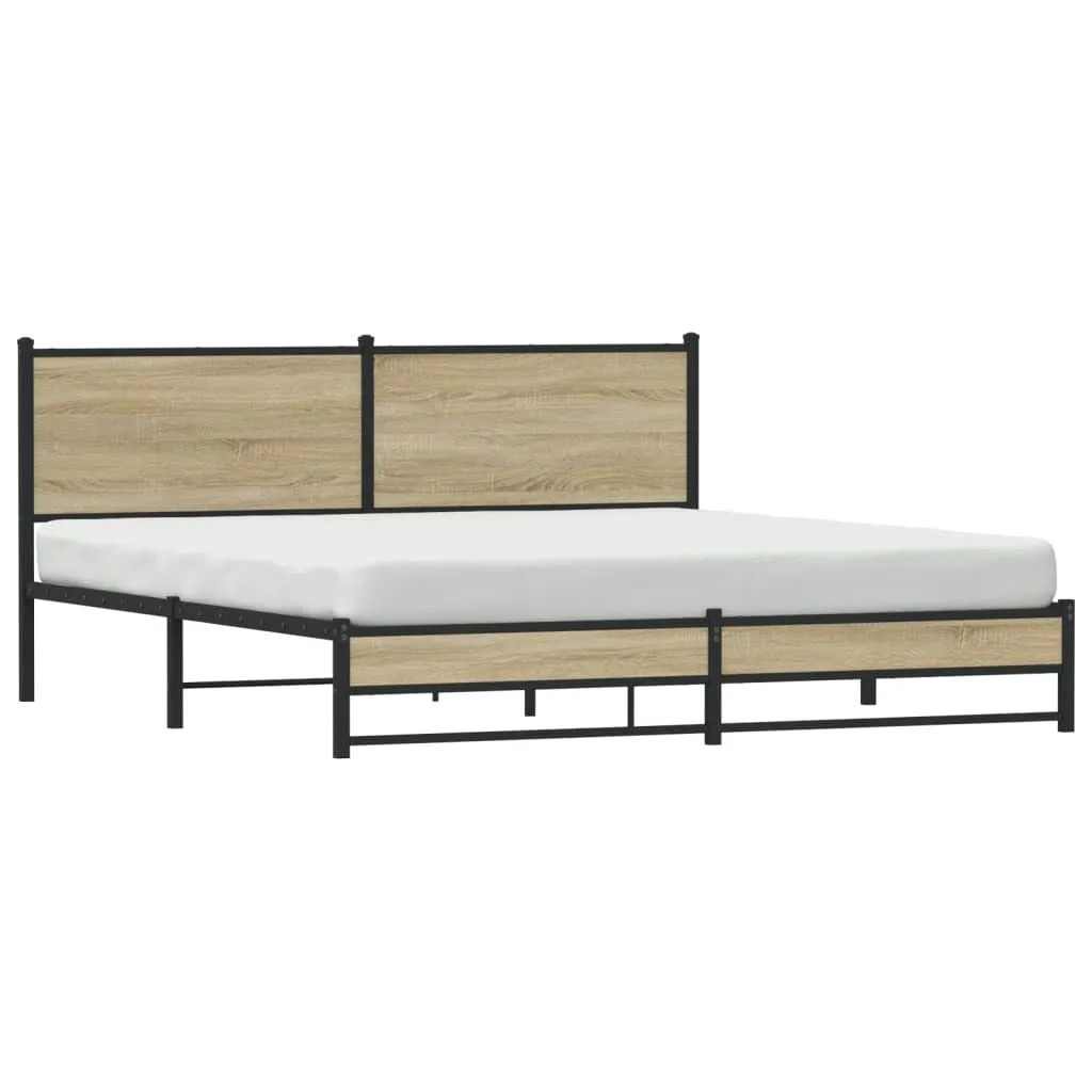 vidaXL Metal Bed Frame without Mattress Sonoma Oak 180x200 cm Super King