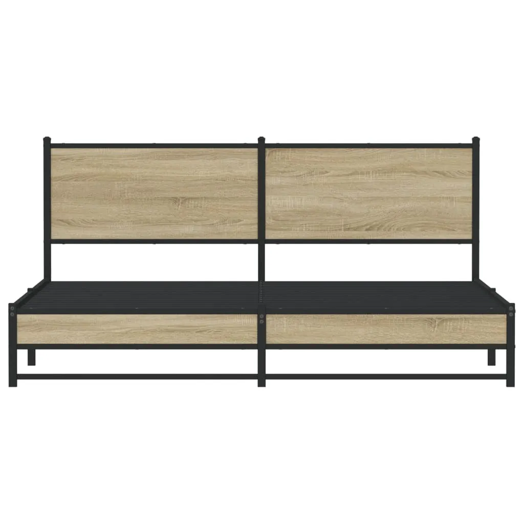 vidaXL Metal Bed Frame without Mattress Sonoma Oak 180x200 cm Super King