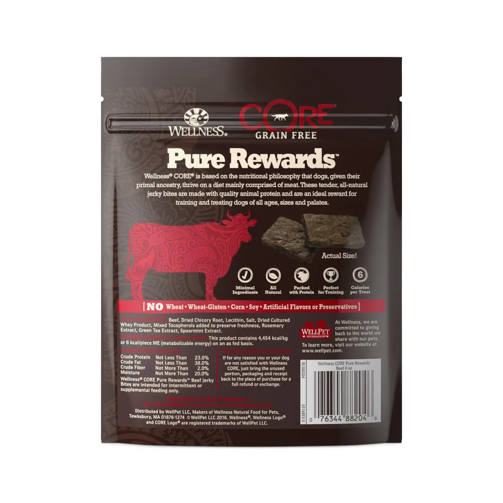 Wellness Core Pure Rewards Beef Jerky Grain Free Dog Treats 4oz
